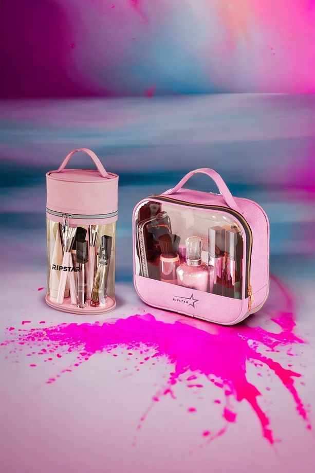 Silindir Model ve Pencereli Pembe Çanta 2'li Set - 4