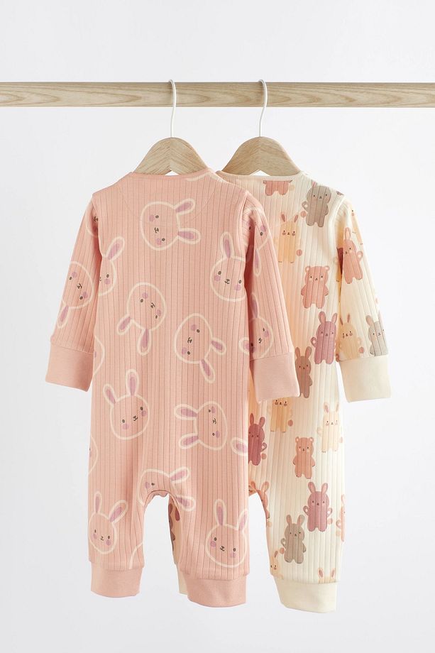 % 100 Pamuklu Pembe Tavşancık Ayaksız 2’li Tulum Set - 2