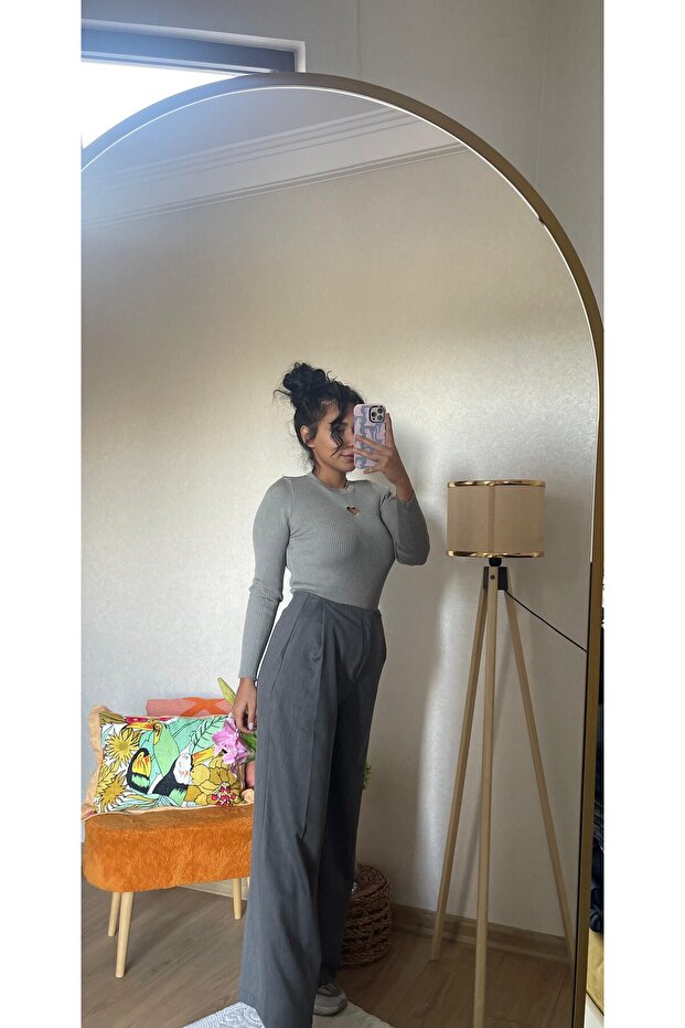 Çift Pileli Bol Pantolon - 1