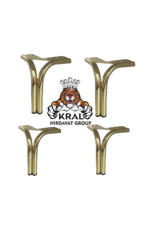 Metal, Demir, Gold Mobilya Ayağı, 15cm Boru V Çok Amaçlı Koltuk, Kanepe Ayak 4 Adet - 3