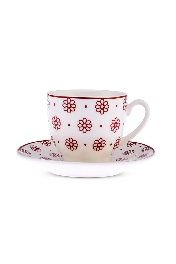 Tiny Flowers New Bone 2 Kişilik Kahve Fincan Takımı 90 ml Bordo - 5
