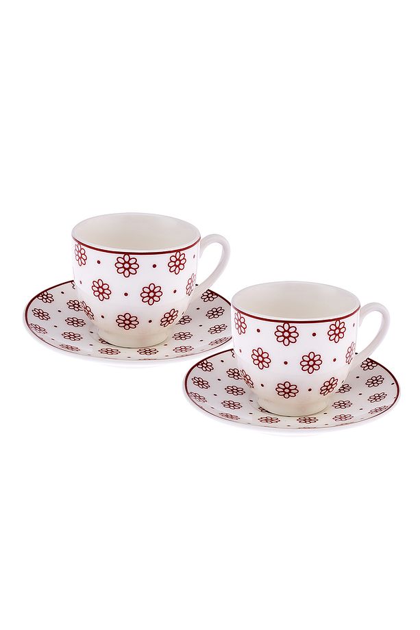 Tiny Flowers New Bone 2 Kişilik Kahve Fincan Takımı 90 ml Bordo - 4
