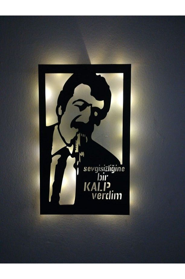 Müslüm Gürses Tablo Led Işıklı Ahşap Duvar Dekorasyonu Müslüm Gürses - 1