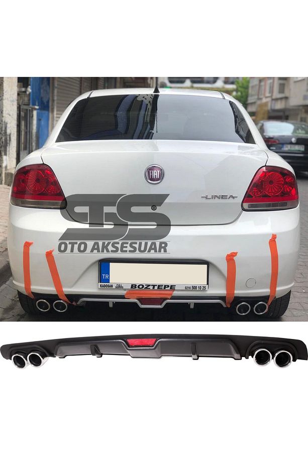 Fiat Linea Difüzör Arka Tampon Eki 4 Egzoz Çıkışlı Siyah - 1