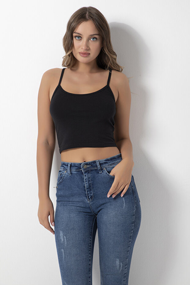 3369 Rope Strap Athlete Crop Black