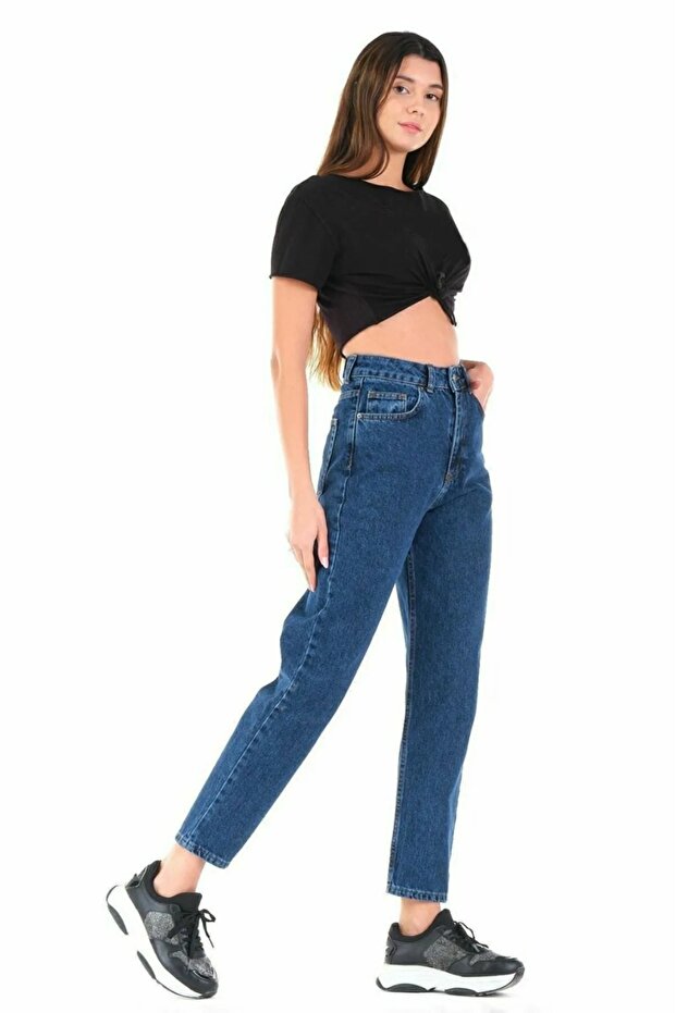 Giulia Dark Blue Mom Jeans High Waist Boyfriend Pants