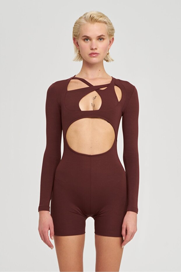 Jean Playsuit - Kahverengi - 1