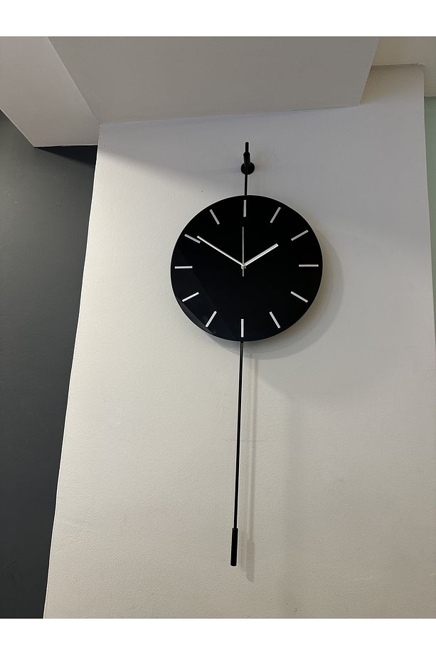 Gravity Siyah Camli - ( Led Yok )- Modern Dekoratif Metal Camlı Duvar Saati - 4