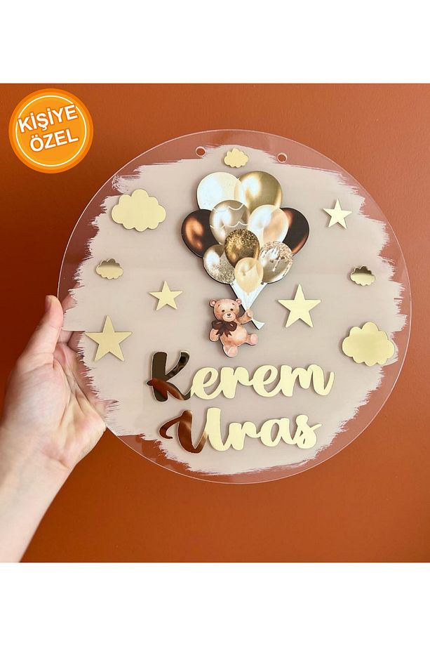 İsme Özel Bebek Kapı Süsü Hastane Kapı Süsü Oda Kapı Süsü Pleksi Model - 1