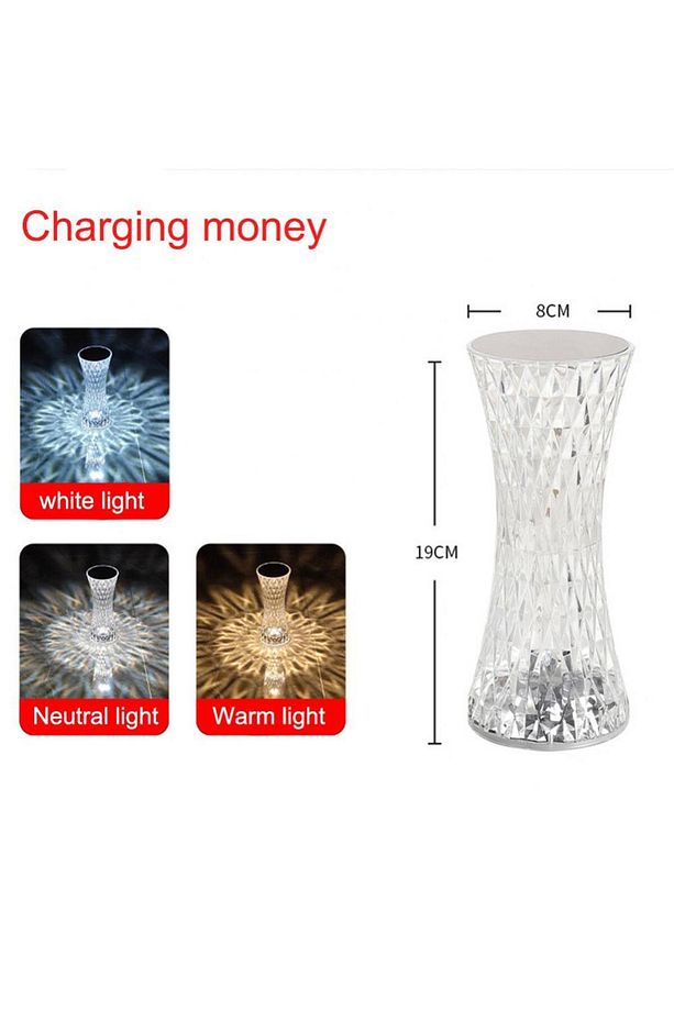 Lw-5 Şarjlı Kristal Elmas Masa Lambası Dokunmatik Romantik Akrilik Led Gece Lambası - 6