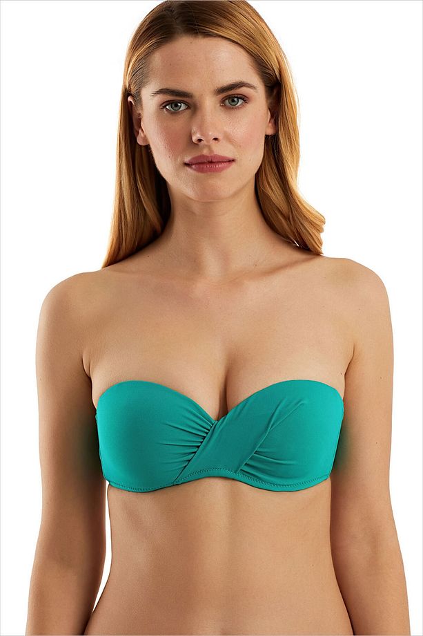 63549 Nil Yeşili Straplez Bikini Üstü - 1