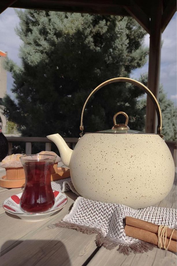 Granit Kamp Ve Mutfak Çay Bitki Çayı Demliği 3,5 Lt Bej - 152.2.07.042 C1-1-281 - 1