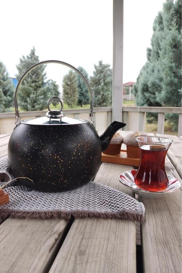 Granit Kamp Ve Mutfak Çay Bitki Çayı Demliği 2,5 Lt Siyah- 152.2.07.039 C1-1-281 - 3