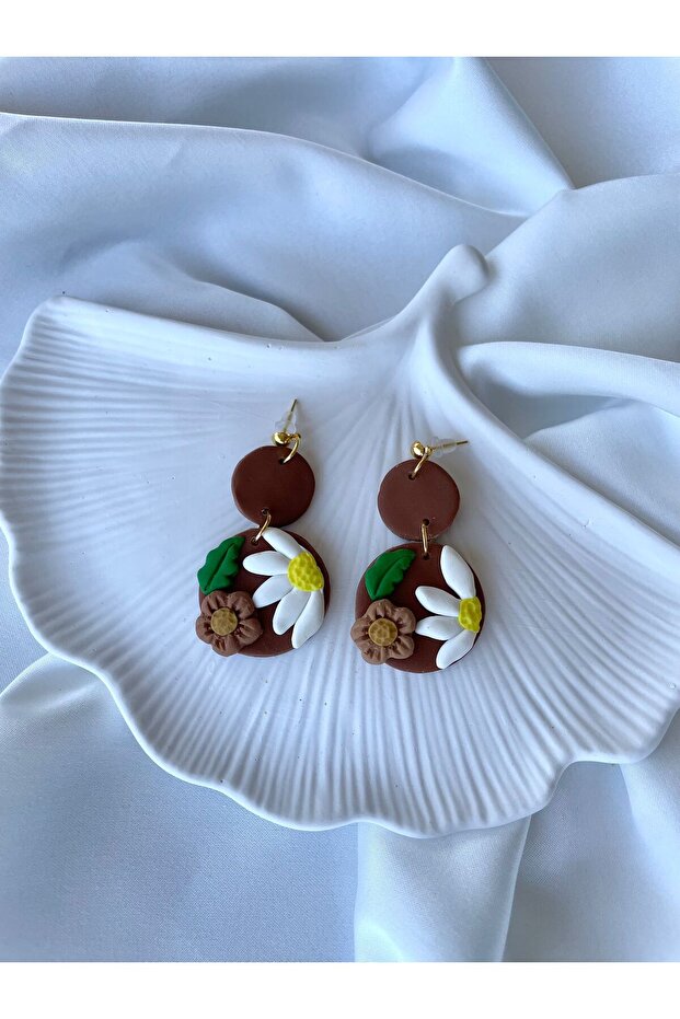 Miyamila Collection Daisy Pattern Dangle Polymer Earrings