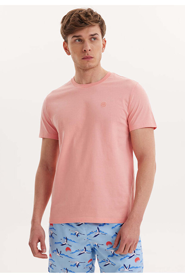 Pink Crew Neck Regular Fit Cotton Men's T-Shirt VITAL