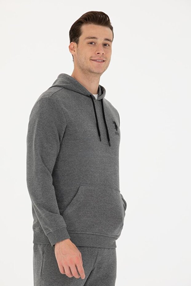 Erkek Kapüşonlu Basic Sweatshirtt - 1