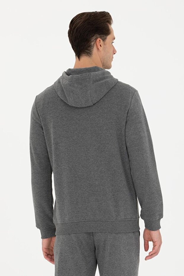 Erkek Kapüşonlu Basic Sweatshirtt - 5