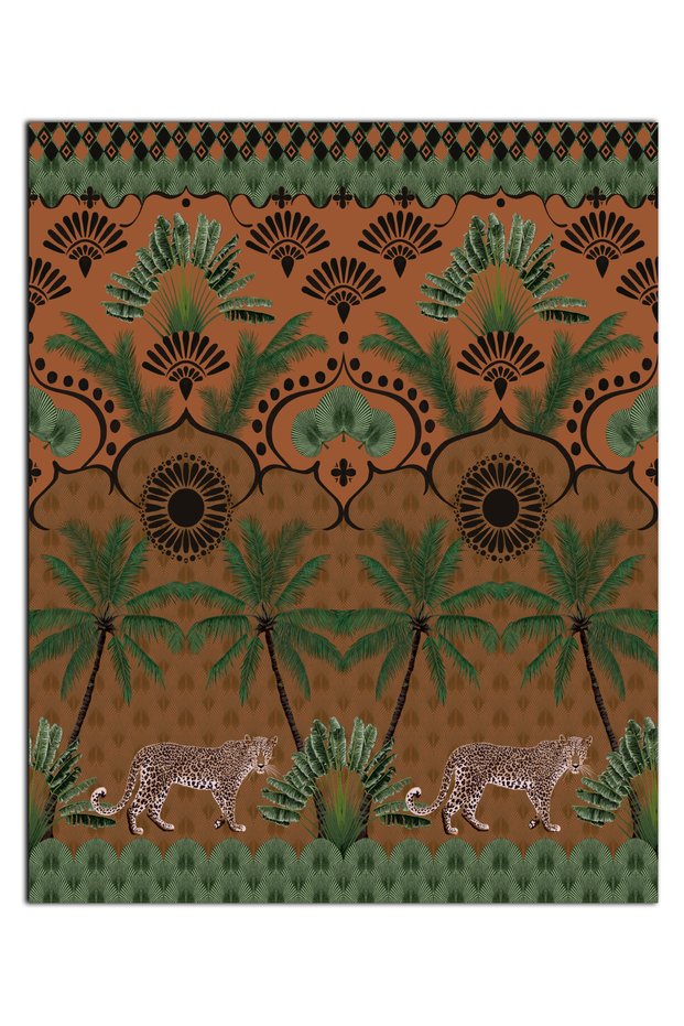 Safari Theme Tiger and Ethnic Patterned Woven Base Decorative Carpet 1734