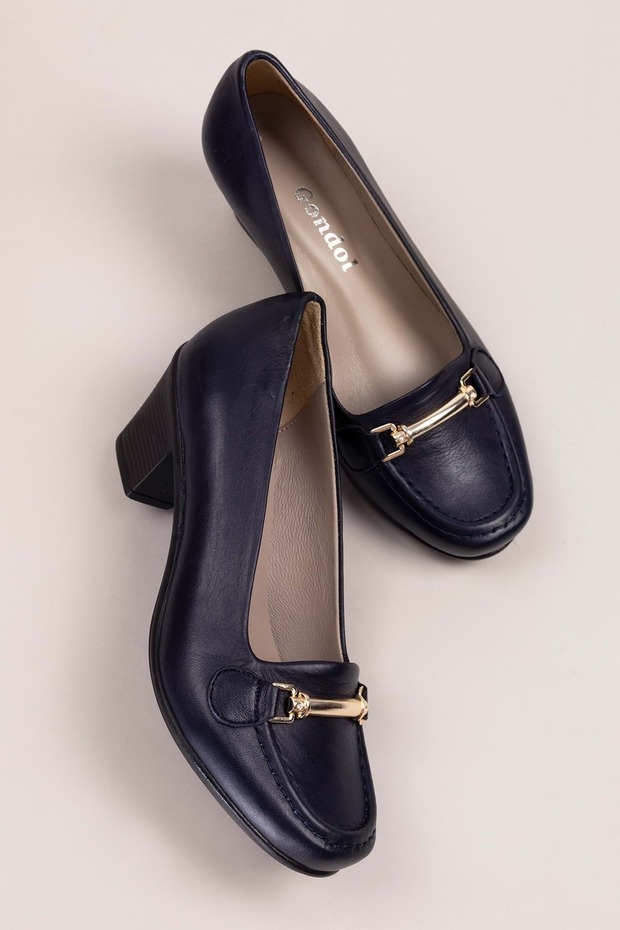 Genuine Leather Comfortable Classic Heeled Shoes Vdt.71