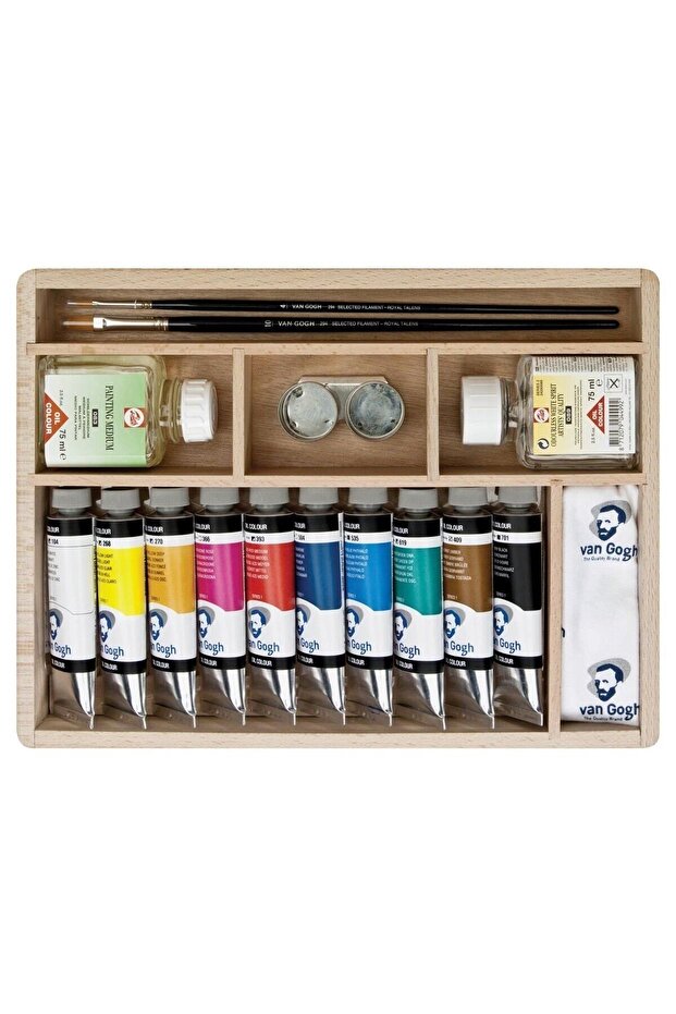 Yağlı Boya Seti Basic Box 10x40ml + Aks. (ahşap Kutu) - 1