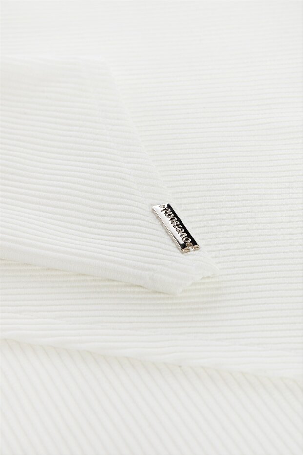 BLANCA Beyaz Çapraz Mini Örme Elbise - 7