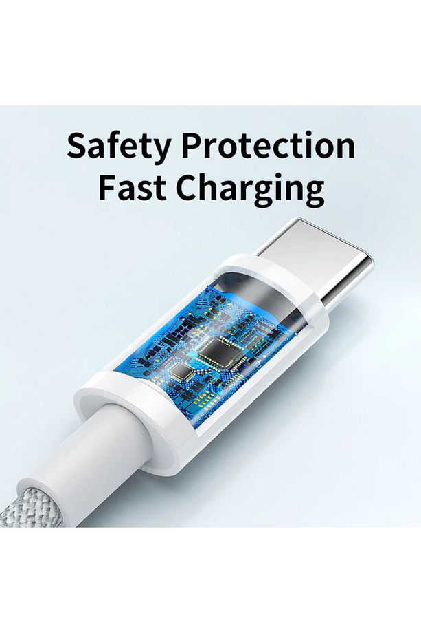 100W Type-C to Type-C 5A PD 1 Metre Şarj ve Data Kablosu (iPad & MacBook) - Beyaz - 6