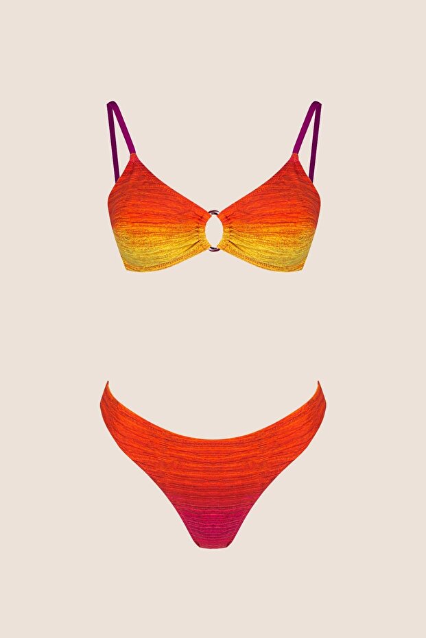 3501 طقم بيكيني برتقالي - 5
