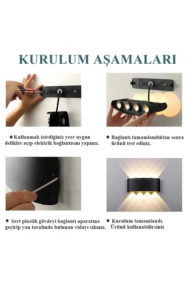 Çift Yönlü Duvar Apliği Heroled Dekoratif Duvar Lambası Tepegöz 8'li Duvar Aplik Gün Işığı Led Aplik - 7