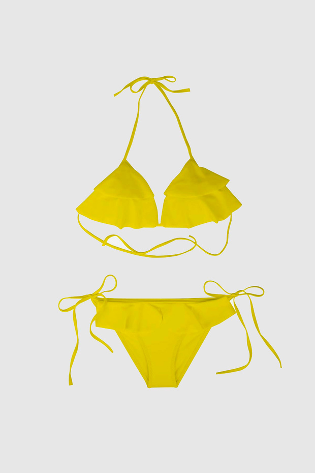 5403 Sarı Fırfırlı Bikini Takımı - 4