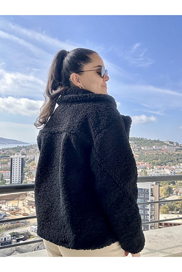 Kısa Düğmeli Buklet Ceket - 2