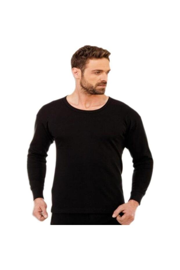 Men's Black Thermal Top Undershirt - 2
