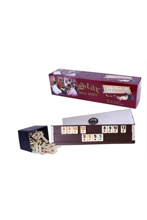 Gold Wooden Okey Set