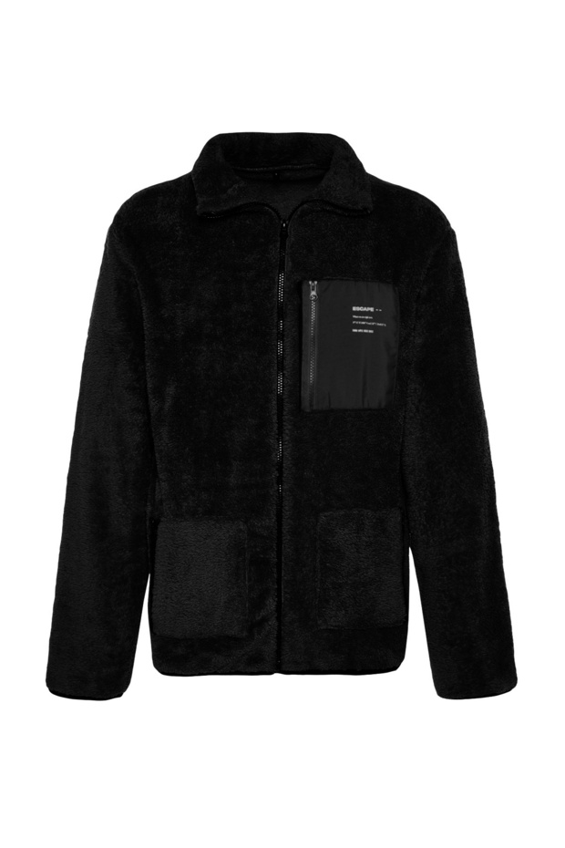 Siyah Unisex Regular/Normal Kesim Dik Yaka Fermuarlı Peluş Hırka-Sweatshirt TMNAW24SW00089 - 8