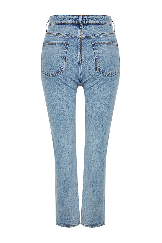 More Sustainable Açık Mavi Yüksek Bel Comfort/Orta Esnek Straight Fit Jeans TBBAW24CJ00045 - 12