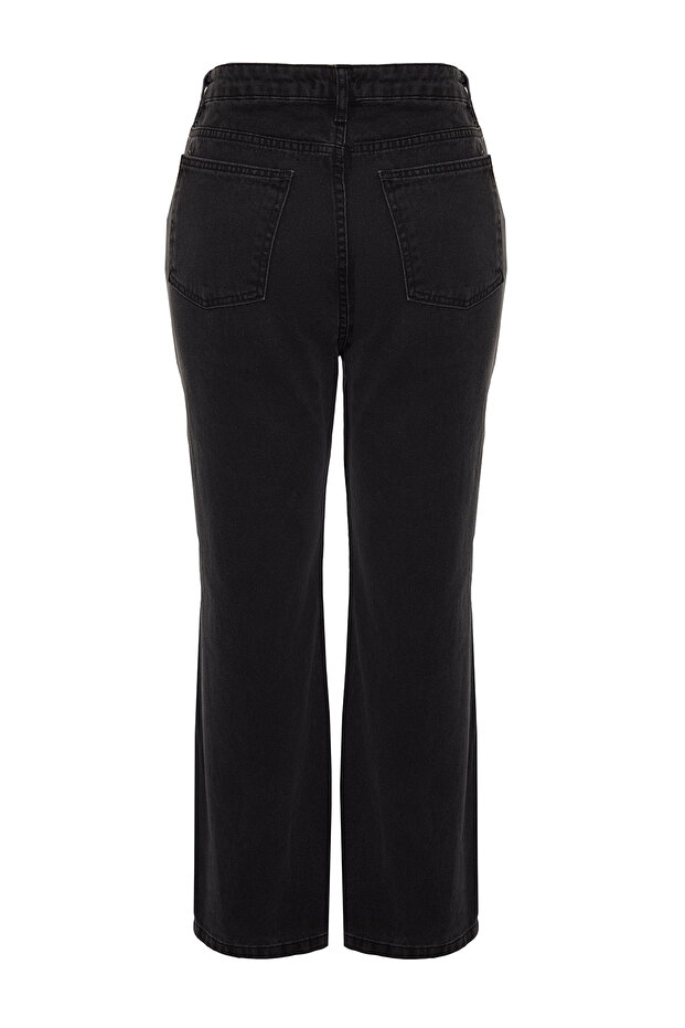 Antrasit Yüksek Bel Geniş Kesim Büyük Beden Jeans TBBAW24CJ00008 - 12