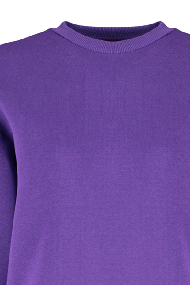 Fioletowa, gruba polarowa bluza z dzianiny o regularnym kroju/normalnym kroju, z okrągłym dekoltem TWOAW24SW00101 - 9