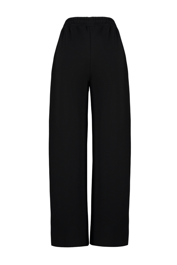 Siyah Kalın Extra Wide Leg Yüksek Bel Örme Eşofman Altı Pantolon TWOAW24EA00043 - 8