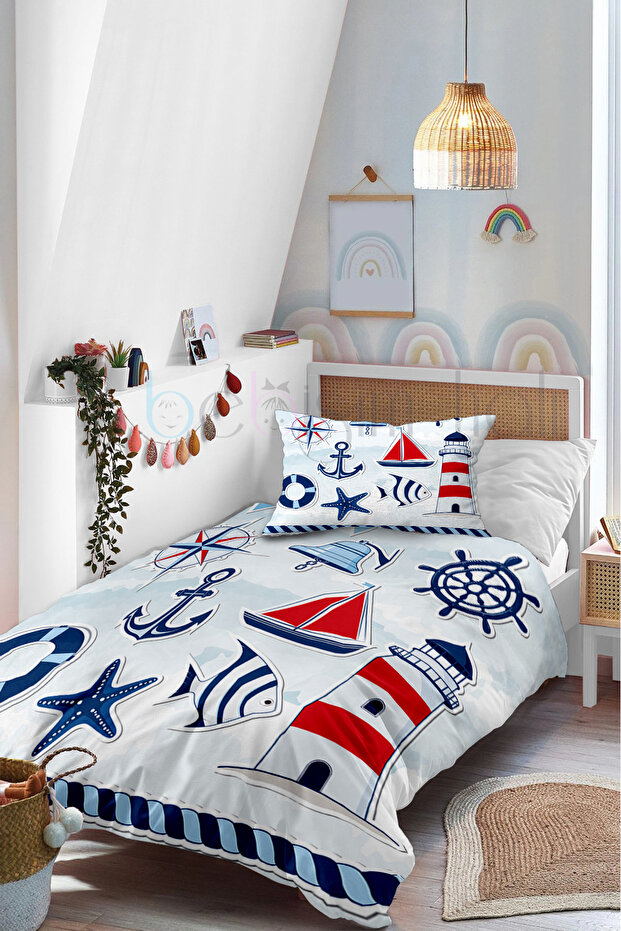 Sailor Anchor Starfish Patterned Single Baby Children's Duvet Set