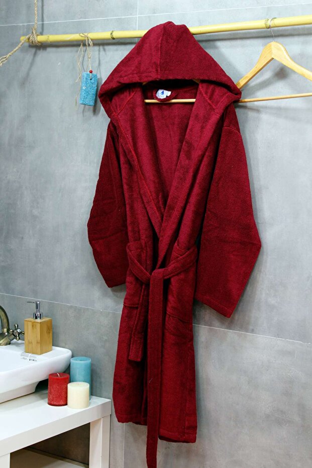 Aday Kapüşonlu Bornoz %100 Pamuk - 1