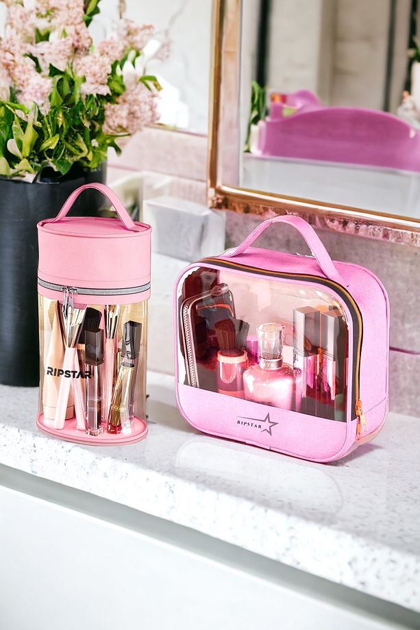 Silindir Model ve Pencereli Pembe Çanta 2'li Set - 1