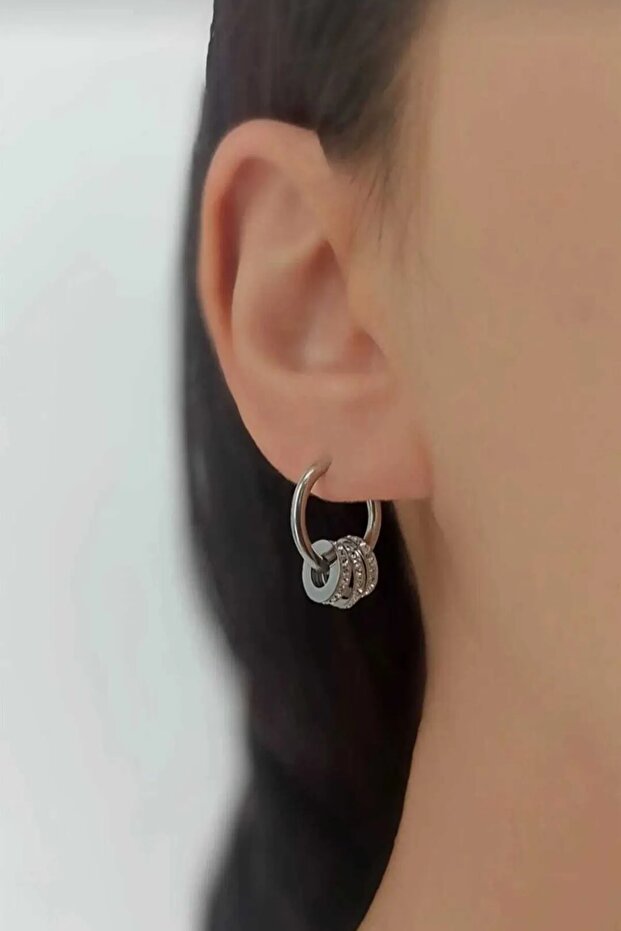 Hoop Steel Earrings Stainless Multilayer Hoop Earrings Silver Color