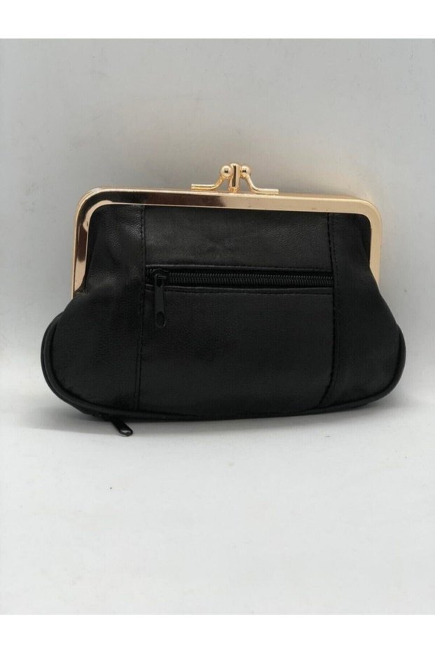 Genuine Lambskin Clip Mother-Woman's Wallet Black Color