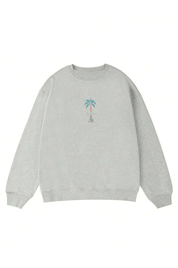 Palm Tree Patterned Sweat Gray - 3