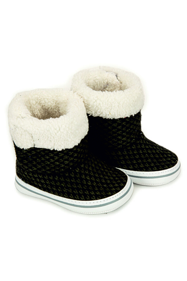 Newborn Ilkadım Home Boots, Anti-Sweat Antibacterial Welsoft Fur Lined Gray Pitikare Boots