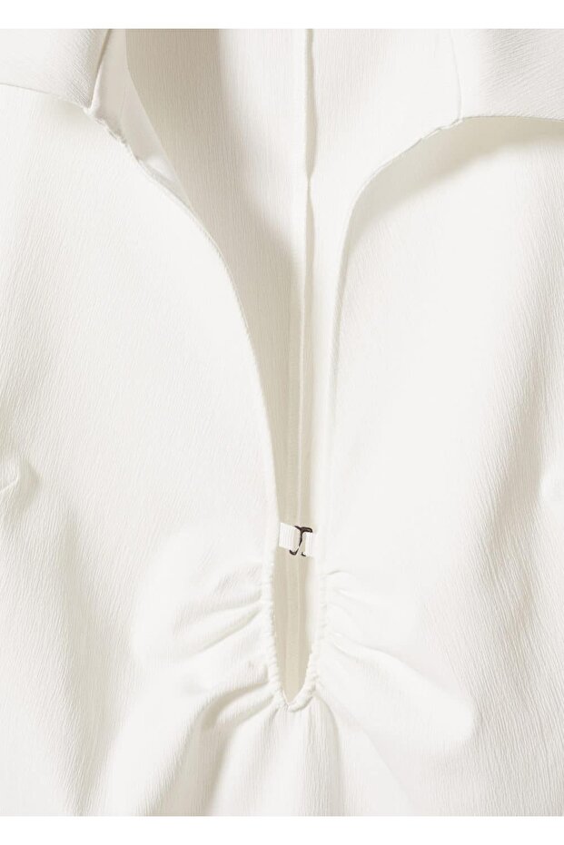 Büzgü Detaylı Dekolte Elbise - 7