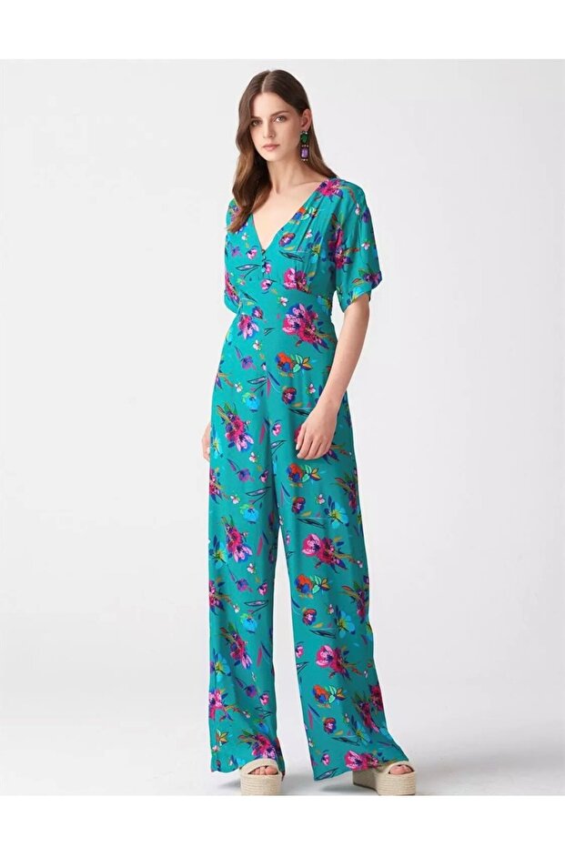 Düğme Detatlı Tulum - 4