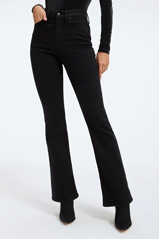 Women's Black Lycra Gabardine Fabric Flared Trousers