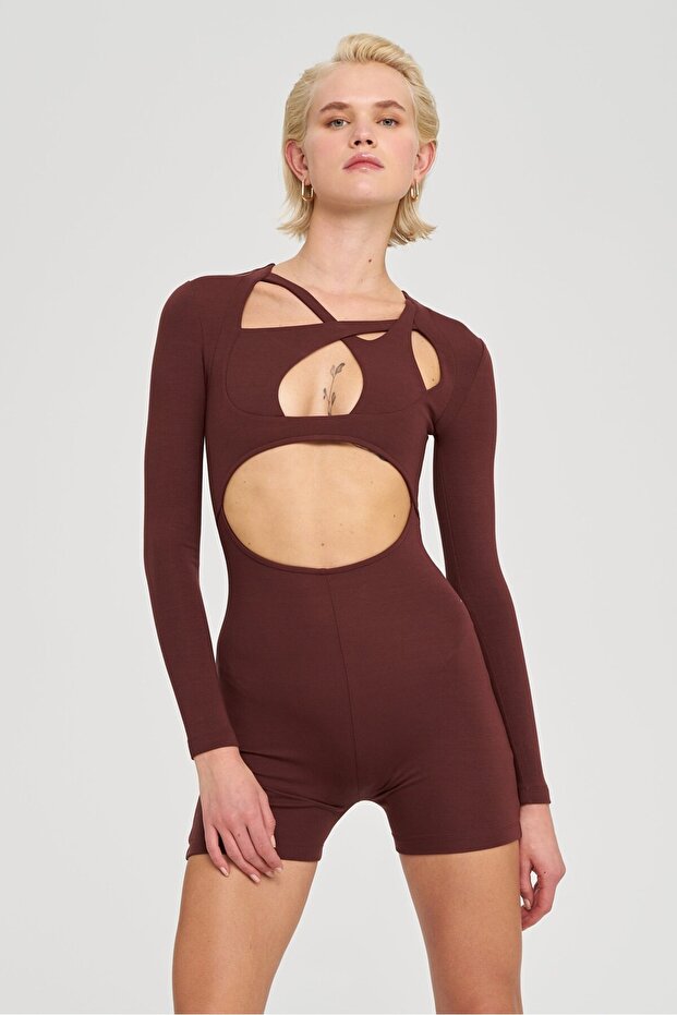 Jean Playsuit - Kahverengi - 3