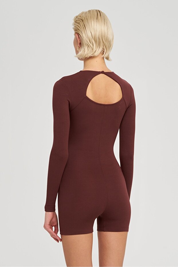 Jean Playsuit - Kahverengi - 2