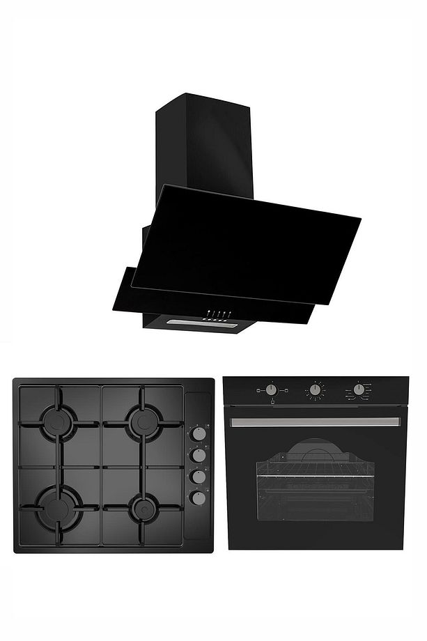 Cıty Siyah 3'lü Ankastre Set [ed401-eo330-615td] - 2